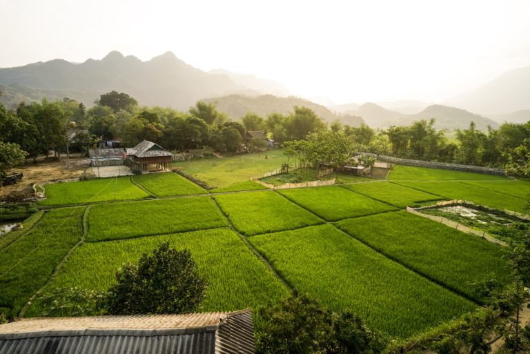 An amazing view from the balcony of our room at Mai Chau Sunset Boutique Hotel